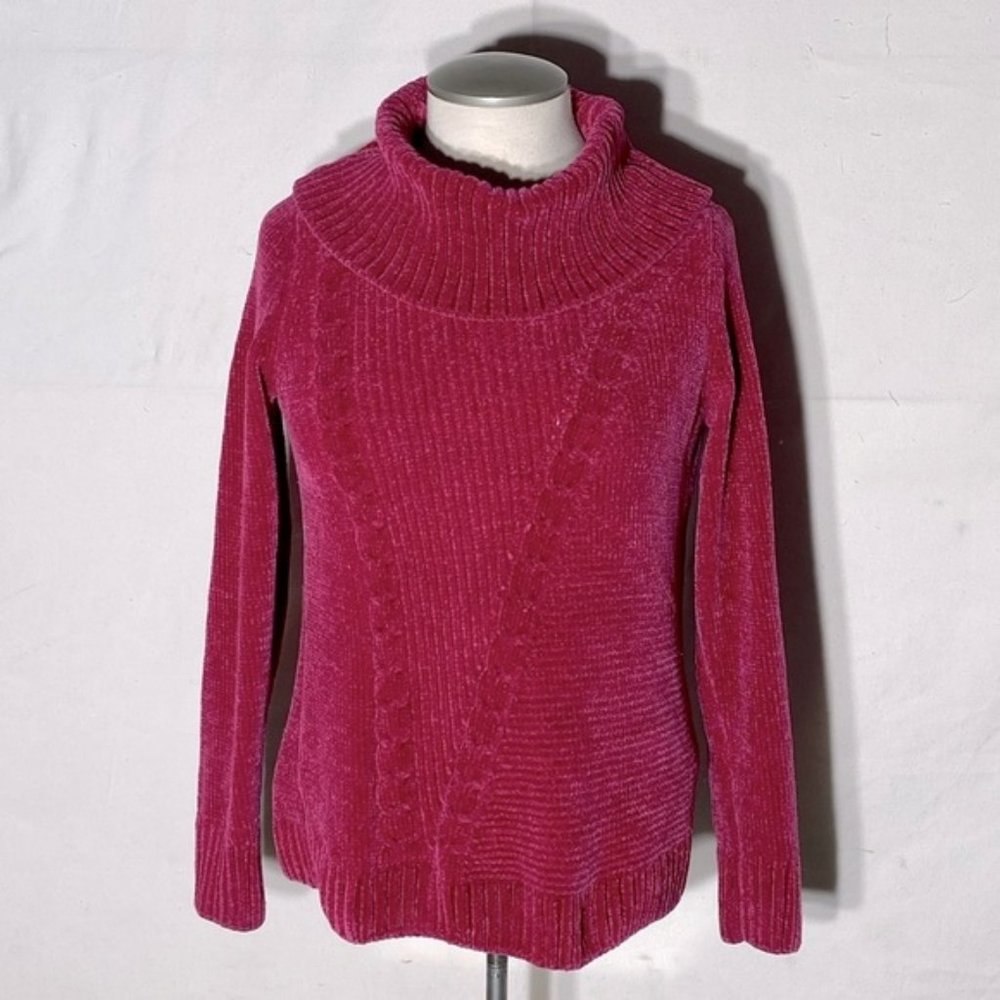 NORTHERN Reflections Hot Pink Cowl Neck Chenille Sweater XS